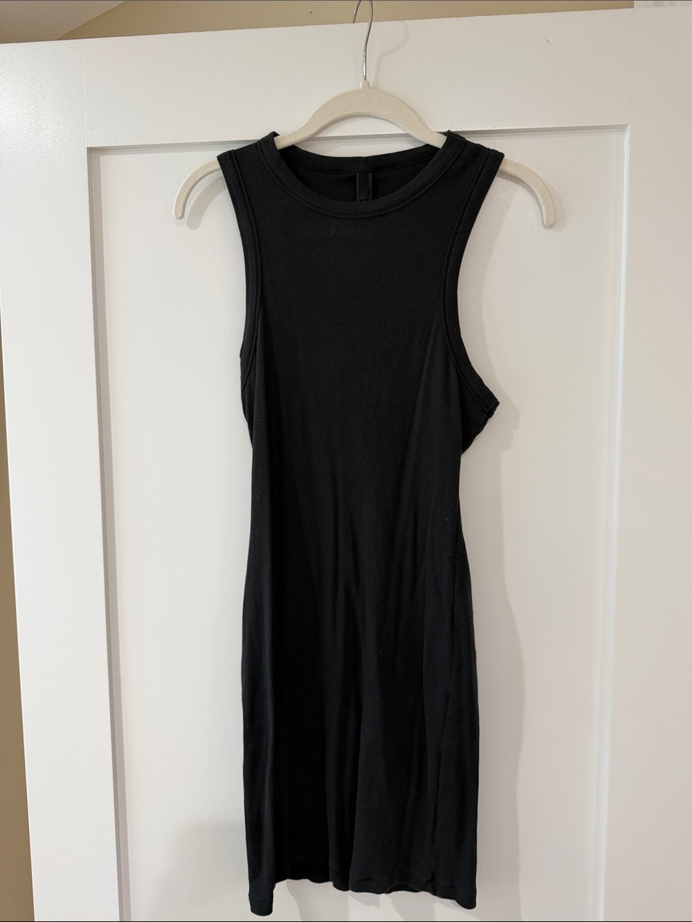 SKIMS Black Sleeveless Ribbed Mini Dress